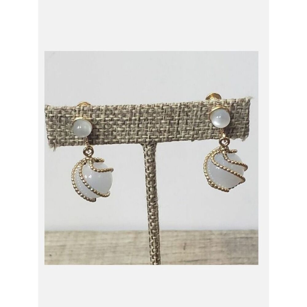 SCREW-BACK Caged Resin Pearl Earrings